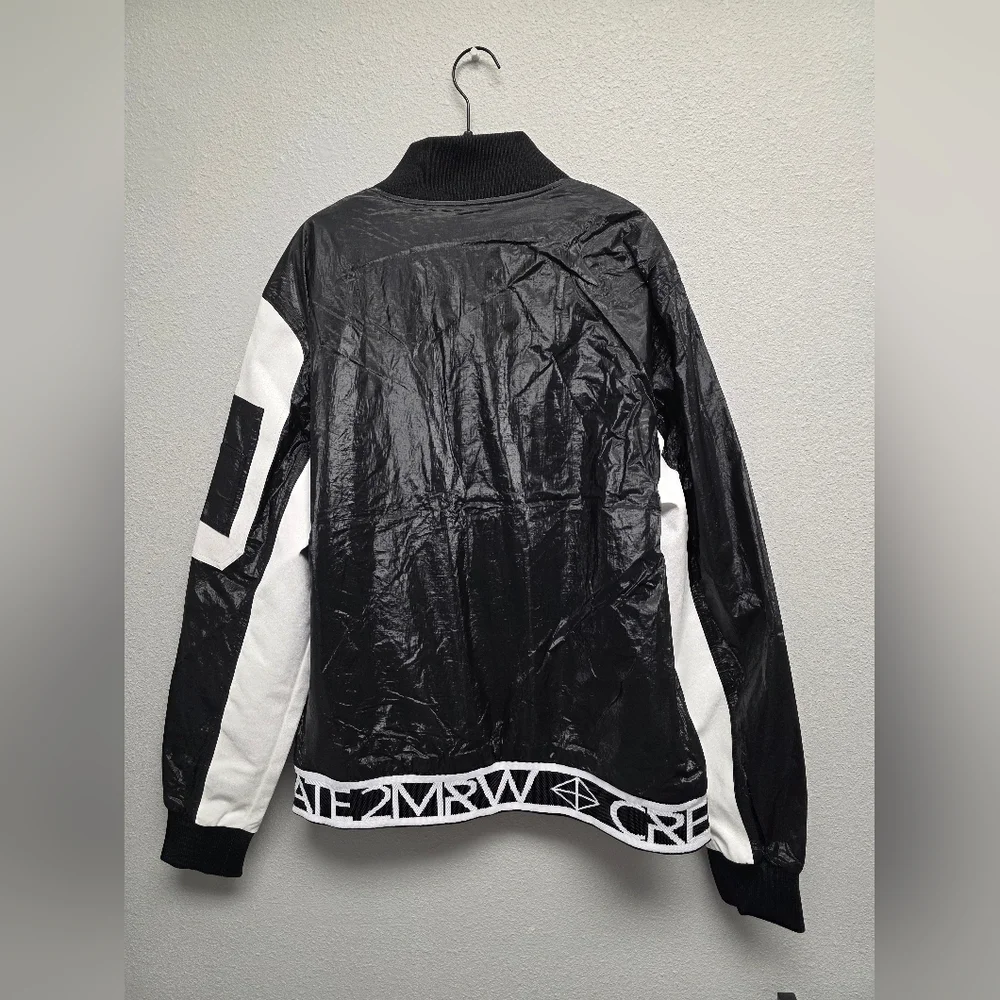 NWT Men's CREATE 2MRW Black And White Bomber Jacket‎ Size Large